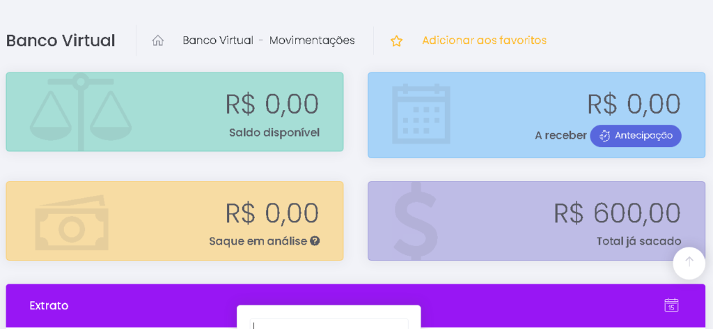 Imagem mostrando saque realizado na plataforma braip